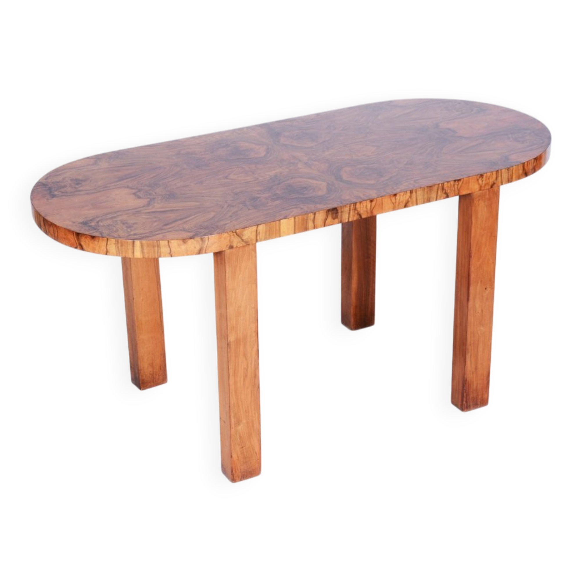 Czech Art Deco Table in Caucasian Walnut, 1930s