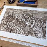 Carcassonne, Aude, vintage, photo plate printed in 1935.