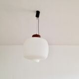 Scandinavian opaline and wood pendant - 1950s