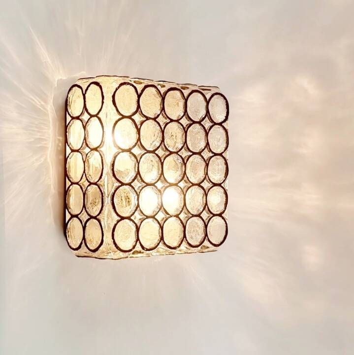 Mid Century Modern Iron Ring Glass Ceiling Light From Limburg, 1960s
