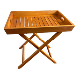 Removable wooden tray with folding legs