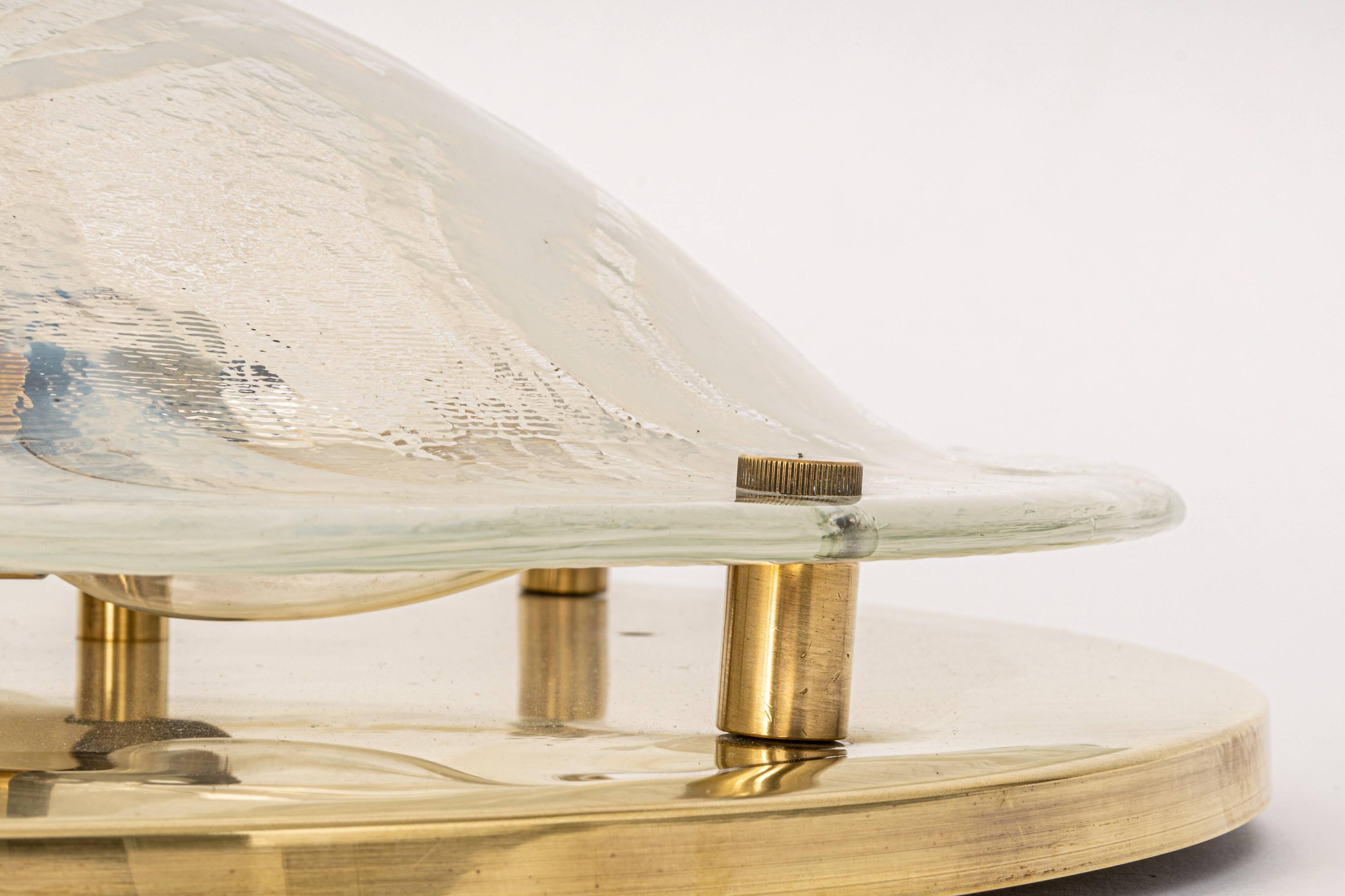 Large brass and Murano ceiling light by Hillebrand, Germany, 1970s.