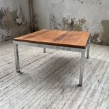 Walnut and modernist chrome coffee table