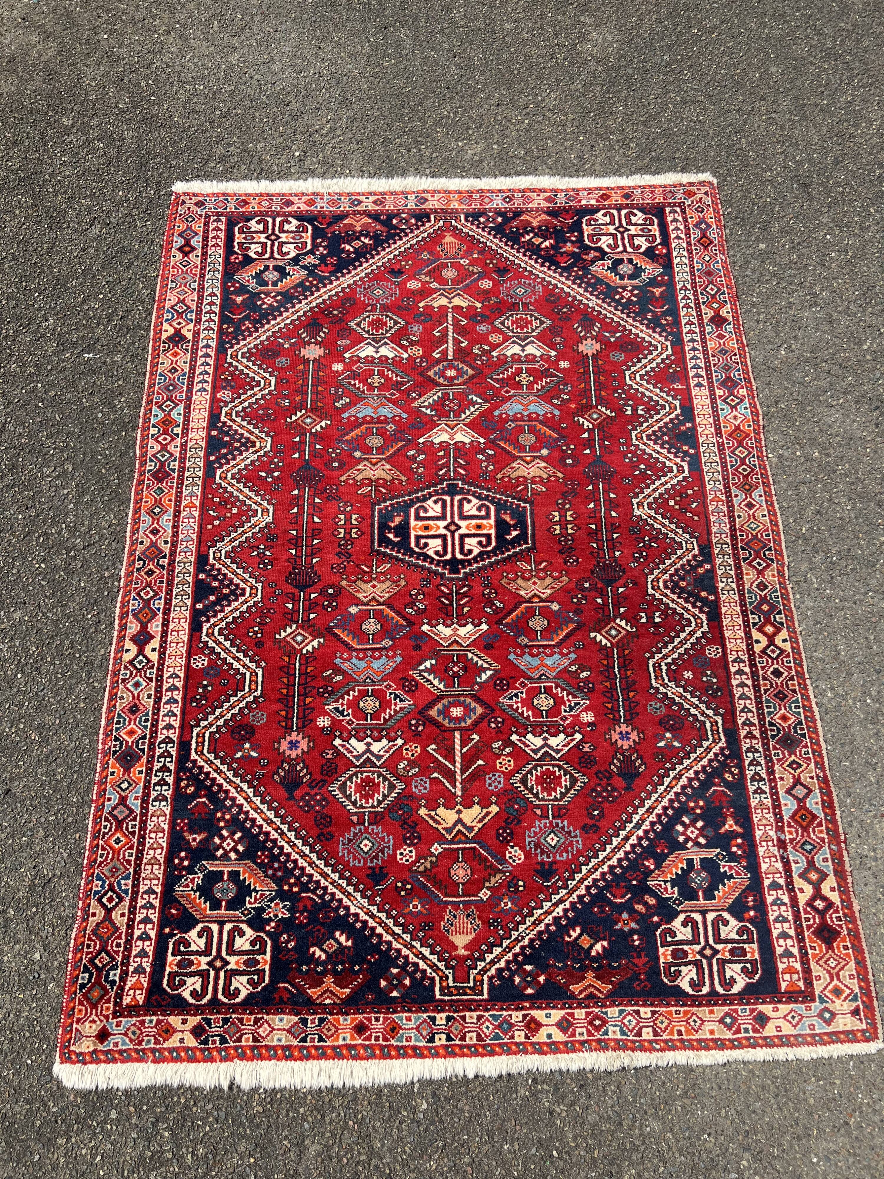 Red Persian wool carpet 158 x 110
