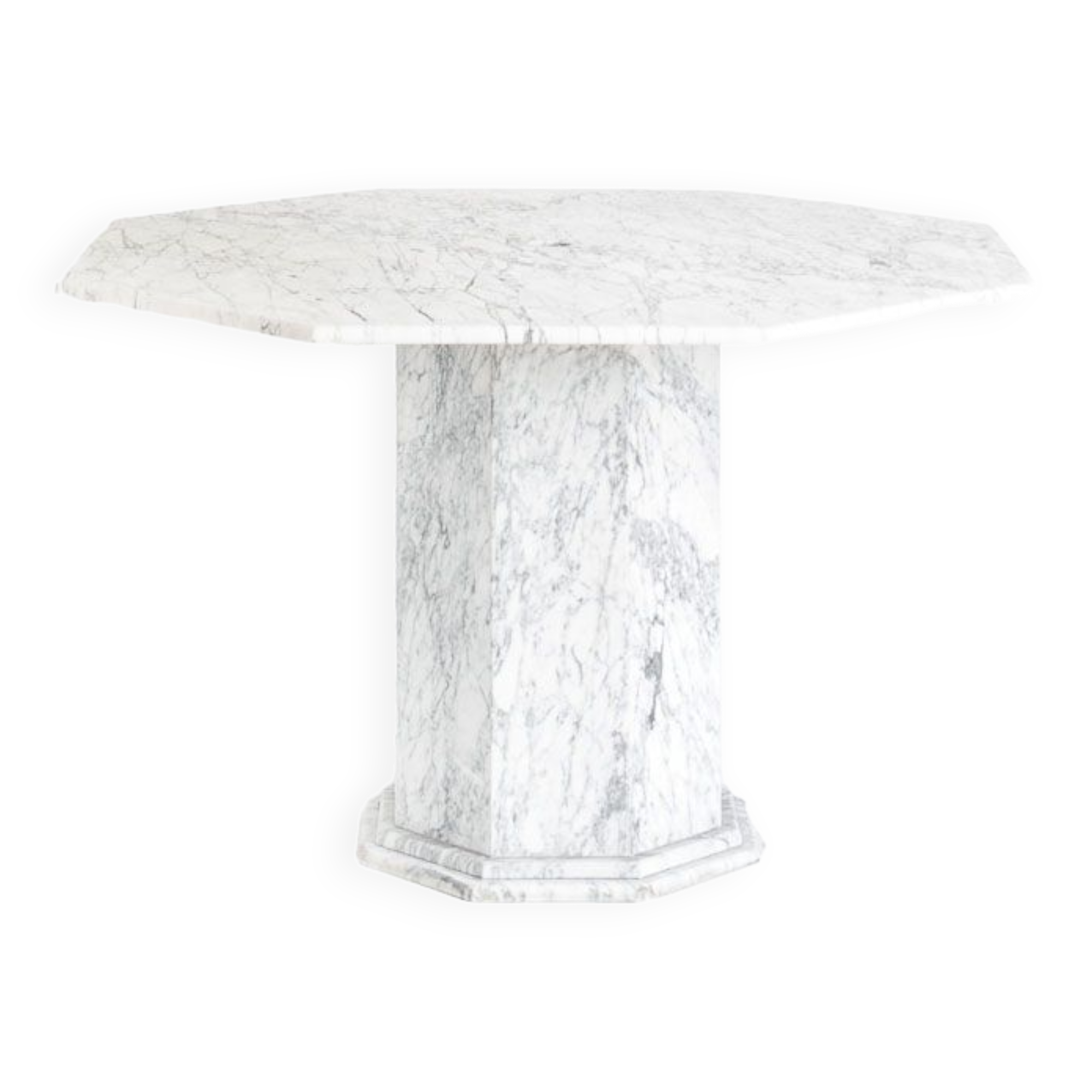 Vintage octagonal table in white marble. France, 70s