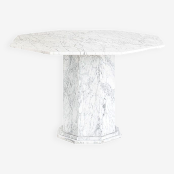 Vintage octagonal table in white marble. France, 70s