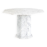 Table vintage octogonale en marbre blanc, France, années 70