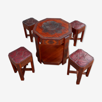 Oriental set coffee table and stools