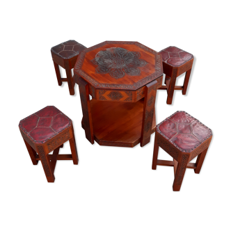 Oriental set coffee table and stools