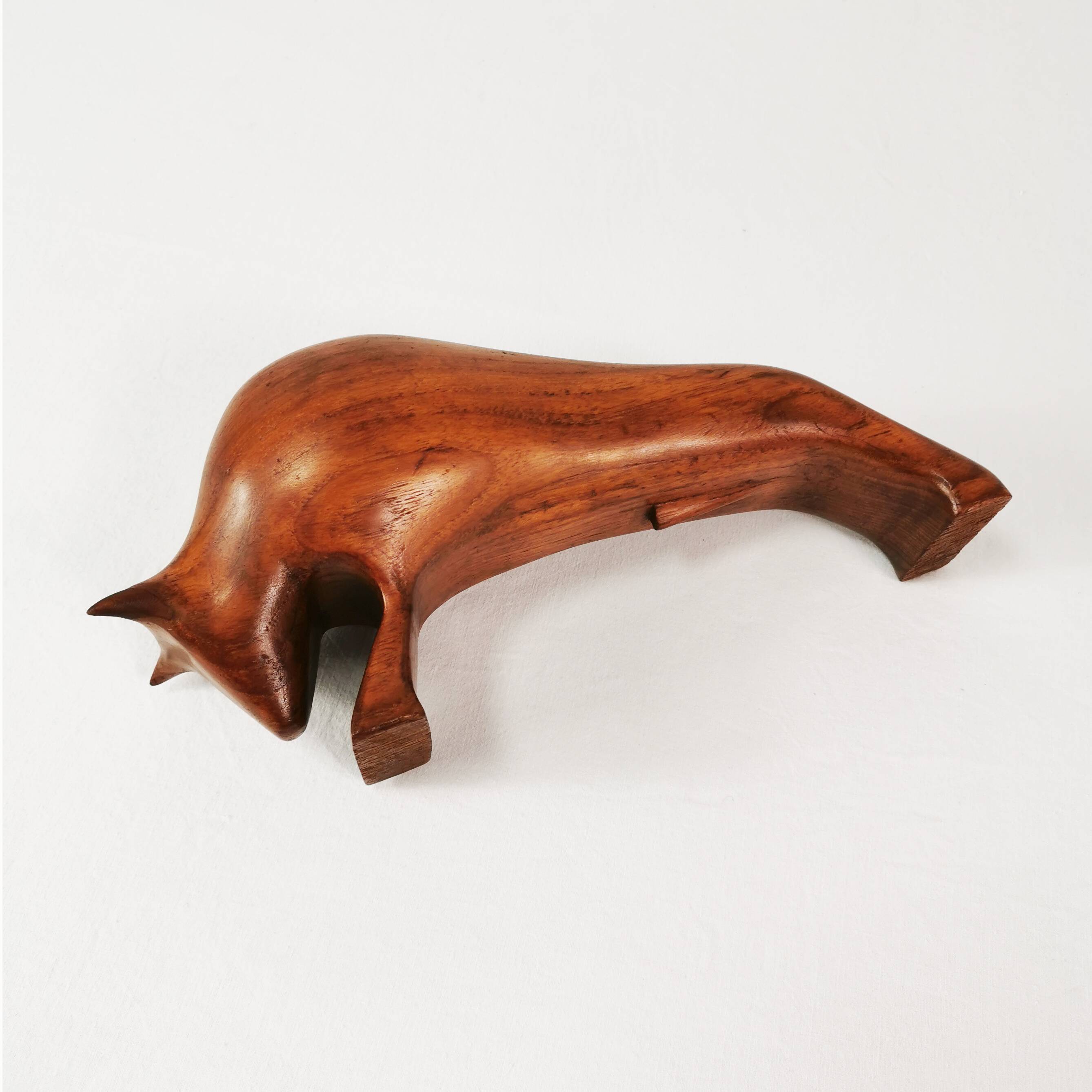 Modernist teak figurine of a bull, Denmark, 1960s.