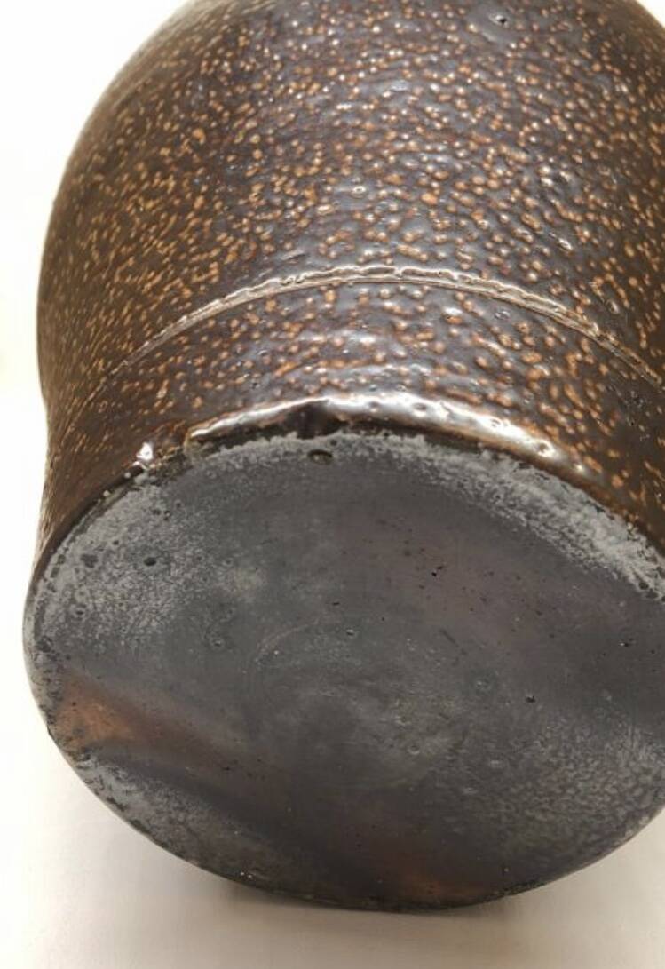 Metallic brown stoneware vase