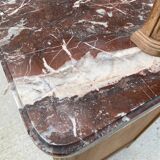 Renovated art deco display case in solid oak and marble 140cm