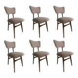 Set of 6 midcentury beige bouclé dining chairs, 1960s