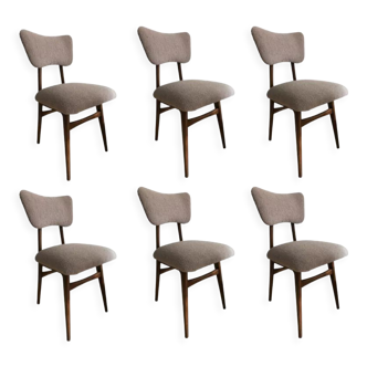 6 chaises de salle à manger bouclé beiges, années 1960