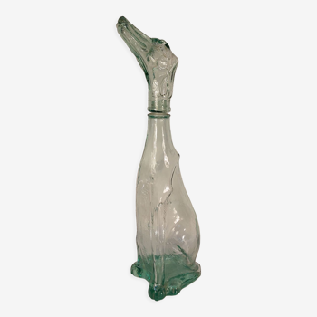 Bouteille vintage chien assis en verre vert d'empoli - italie années 60