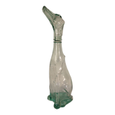 Vintage dog sitting bottle in green glass from empoli - italy 60s