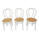 Lot trois Chaises bistrot écru cannage naturel Vintage