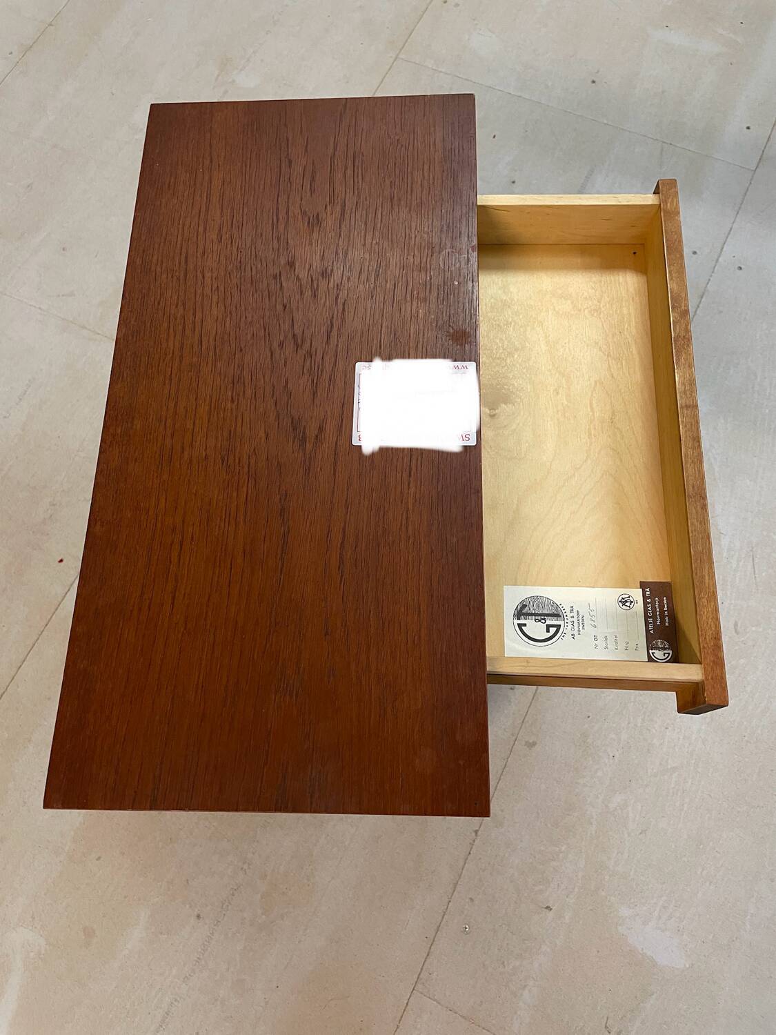 Teak bedside table, Glas & Trä, Sweden, 1960