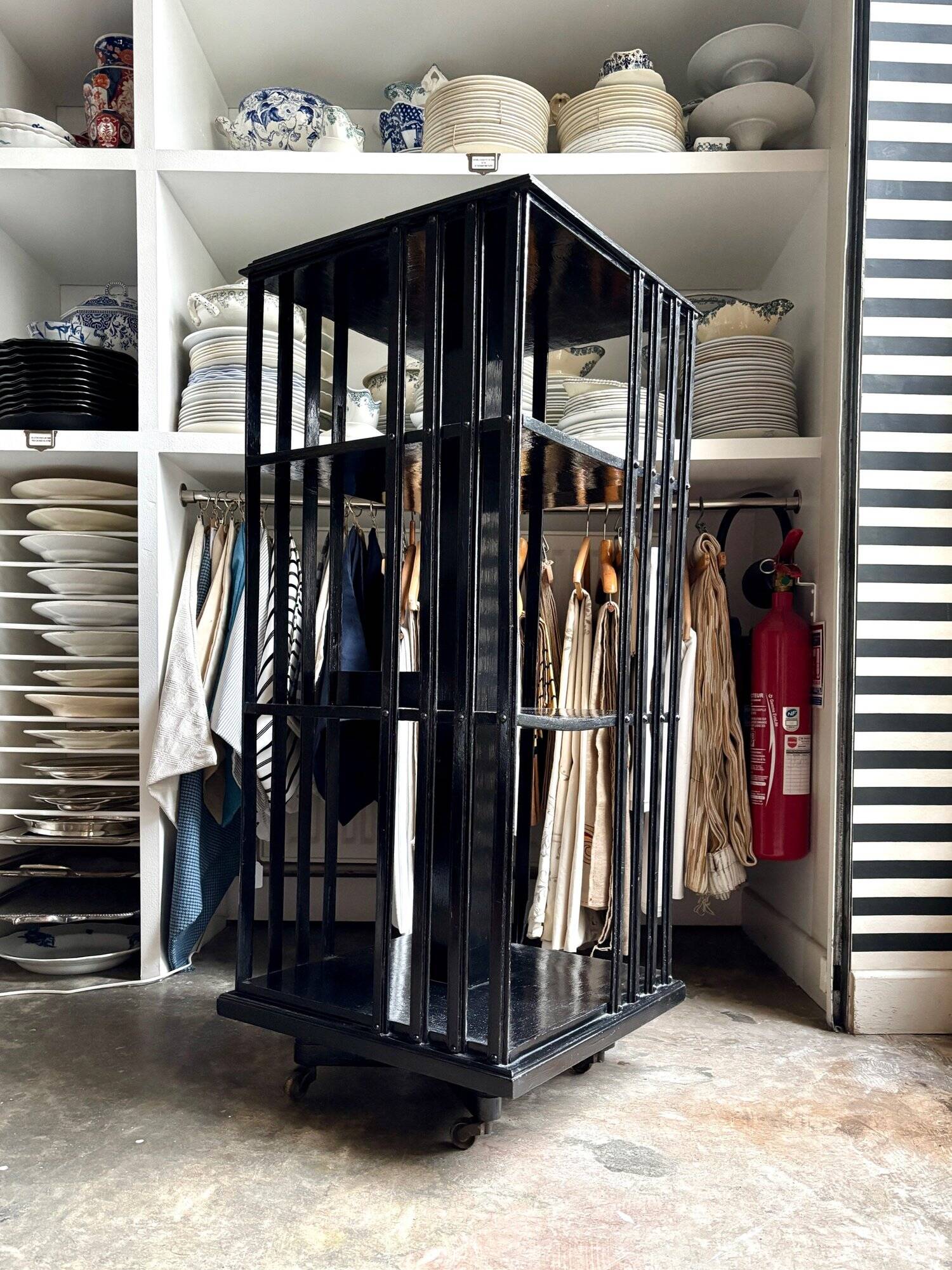 Napoleon III rotating bookcase in black wood