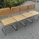 Ensemble de 4 Chaises vintage modèle Cesca B32 en chrome et bois