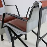 Eighties design set of two aluminium and steel Belgian design chairs