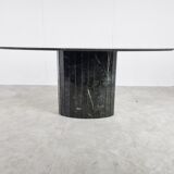 Vintage oval black marble dining table, 1970s