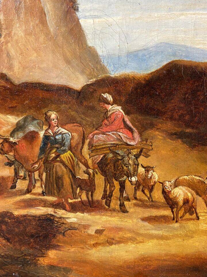 Oil painting on canvas from the 18th century featuring young peasant women.