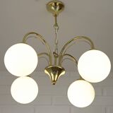 Elegant Gold Vintage Chandelier Mid Century Hollywood Regency Hanging Lamp