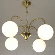 Elegant Gold Vintage Chandelier Mid Century Hollywood Regency Hanging Lamp