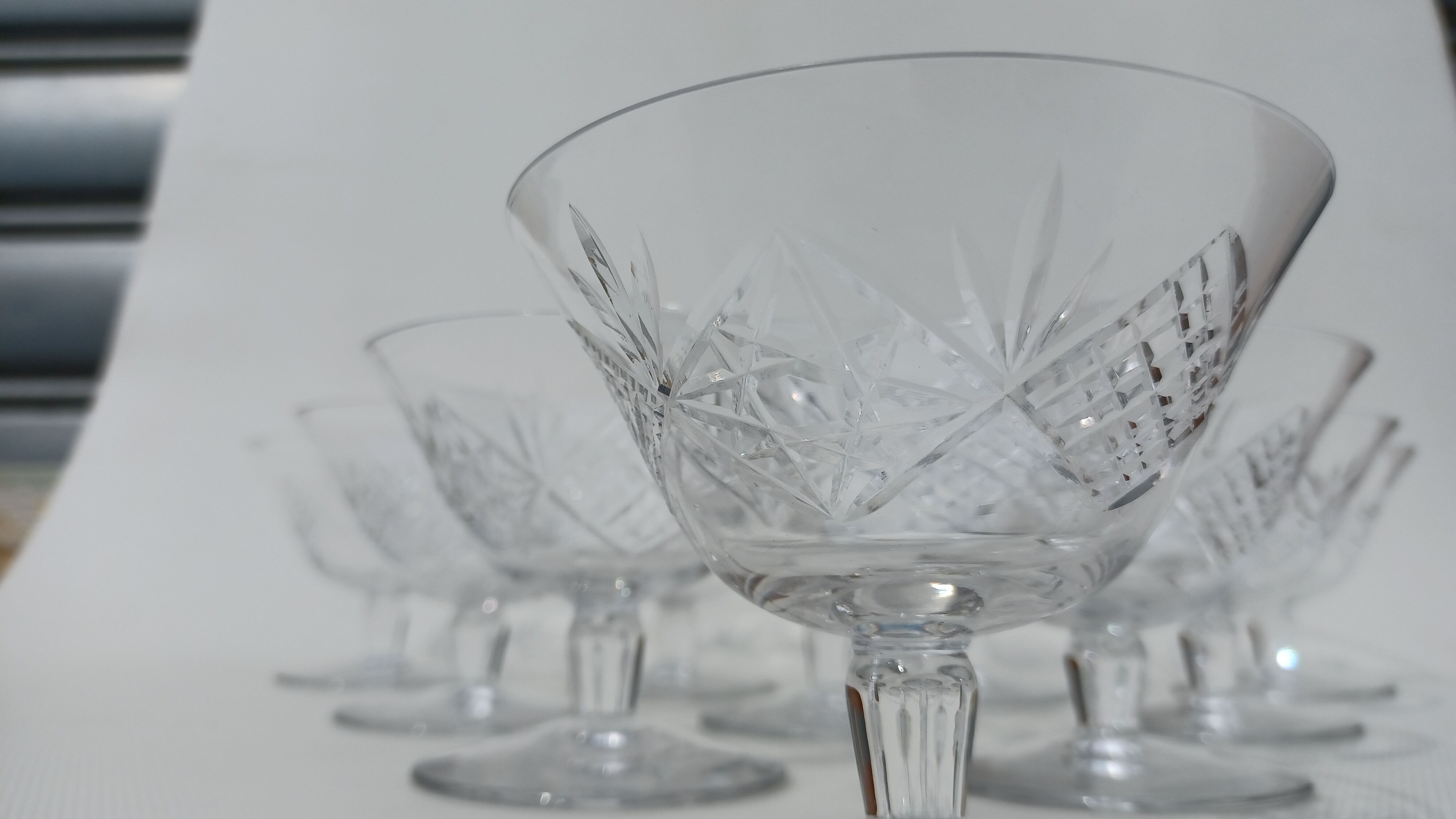 10 crystal champagne glasses from Saint Louis.