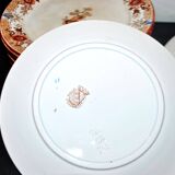 Sarreguemines service à dessert 12 assiettes faïence opaque bambou décor chinois asiatique polychrome