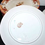 Sarreguemines dessert service 12 plates opaque earthenware bamboo polychrome Asian Chinese decor