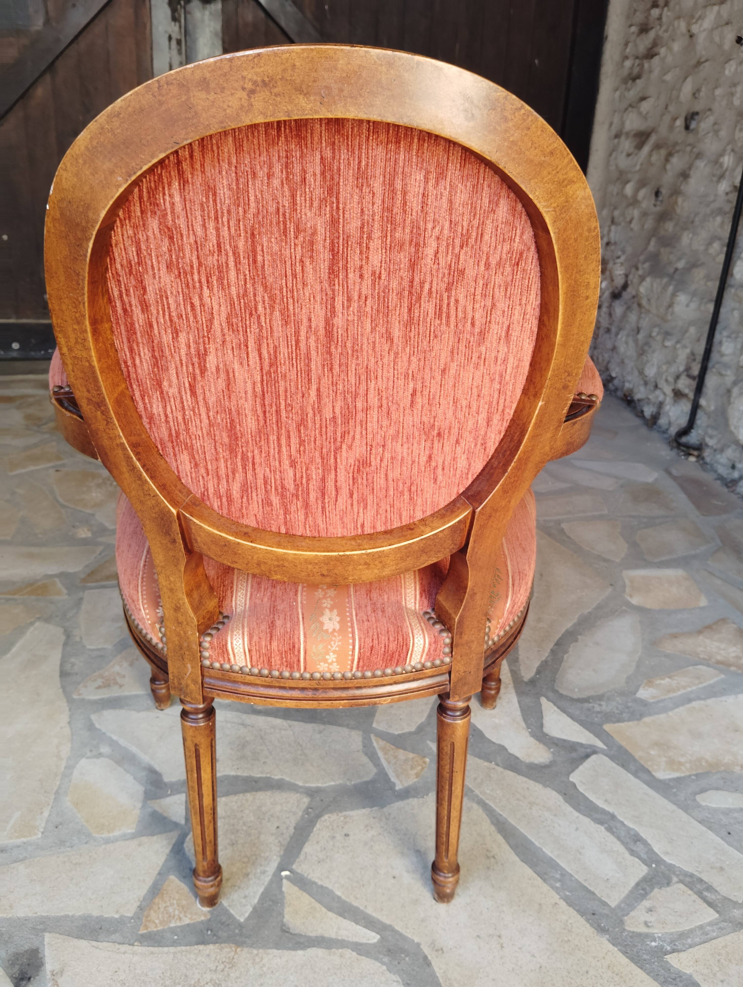Set of 2 Louis XVI medallion armchairs