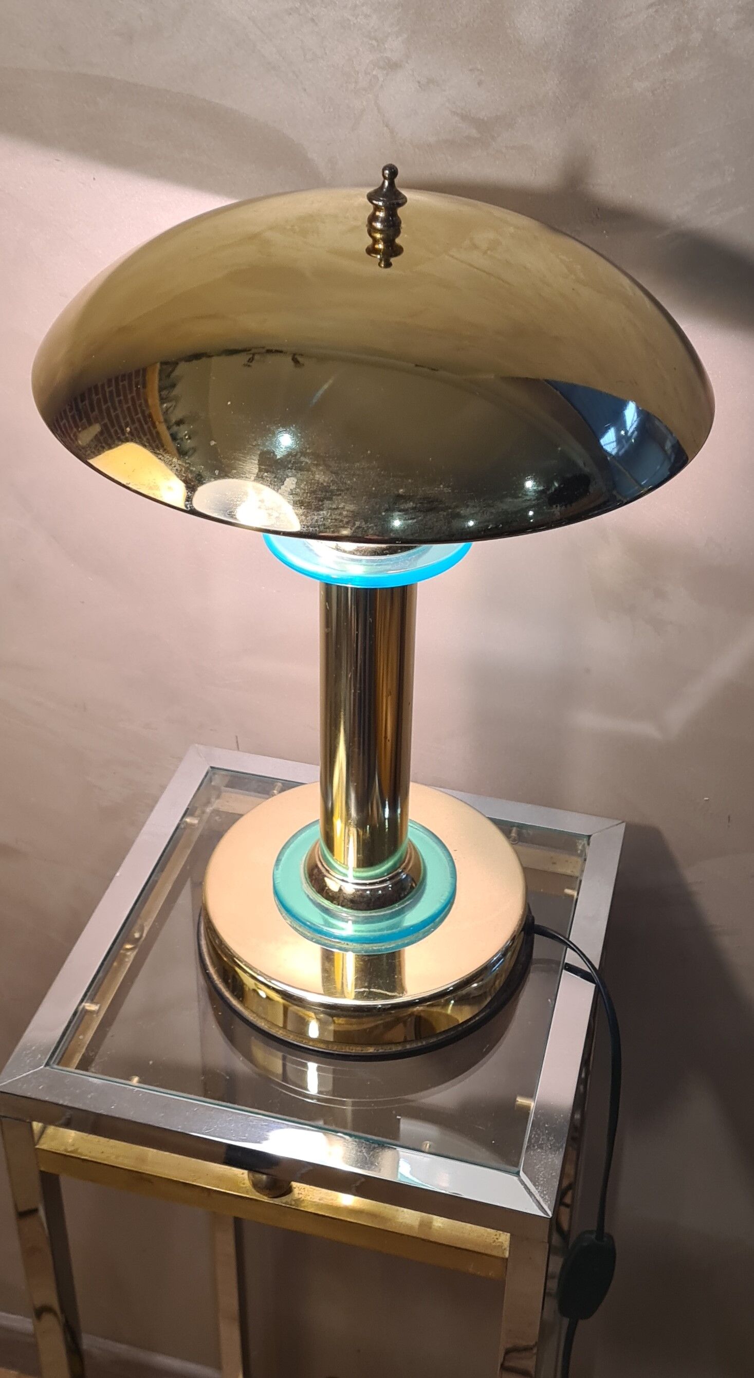 Lampe chrome et or 1980