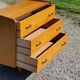 Vintage chest of drawers in golden blond oak legs compass and fins 3 drawers from the 50s