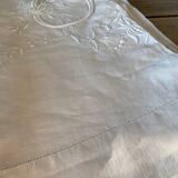Linen sheet with OB monogram and embroidery