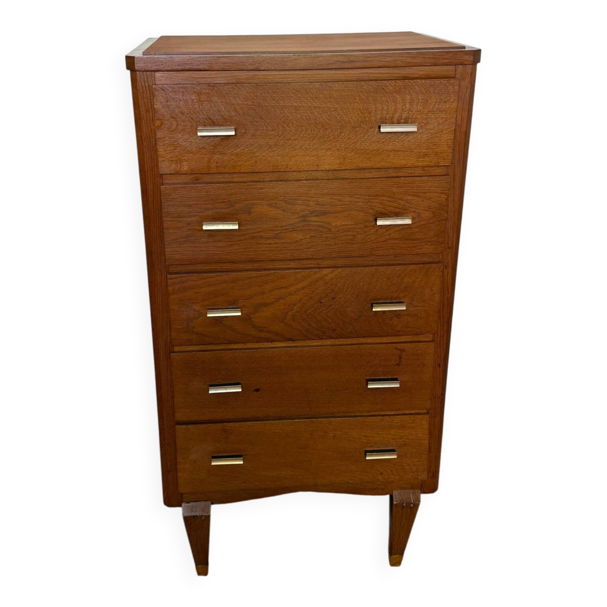 Vintage oak chest of drawers with oak veneer