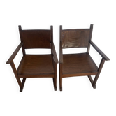 Art Deco wooden armchairs