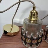 Pair of vintage faceted glass pendant lights