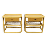 Pair of bamboo bedside tables by Kenneth Bergenblad for DUX, 1960s