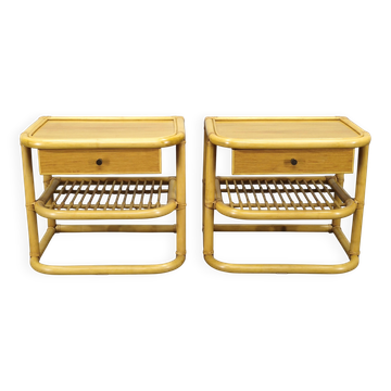 Paire de tables de chevet en bambou par Kenneth Bergenblad pour DUX, années 1960.