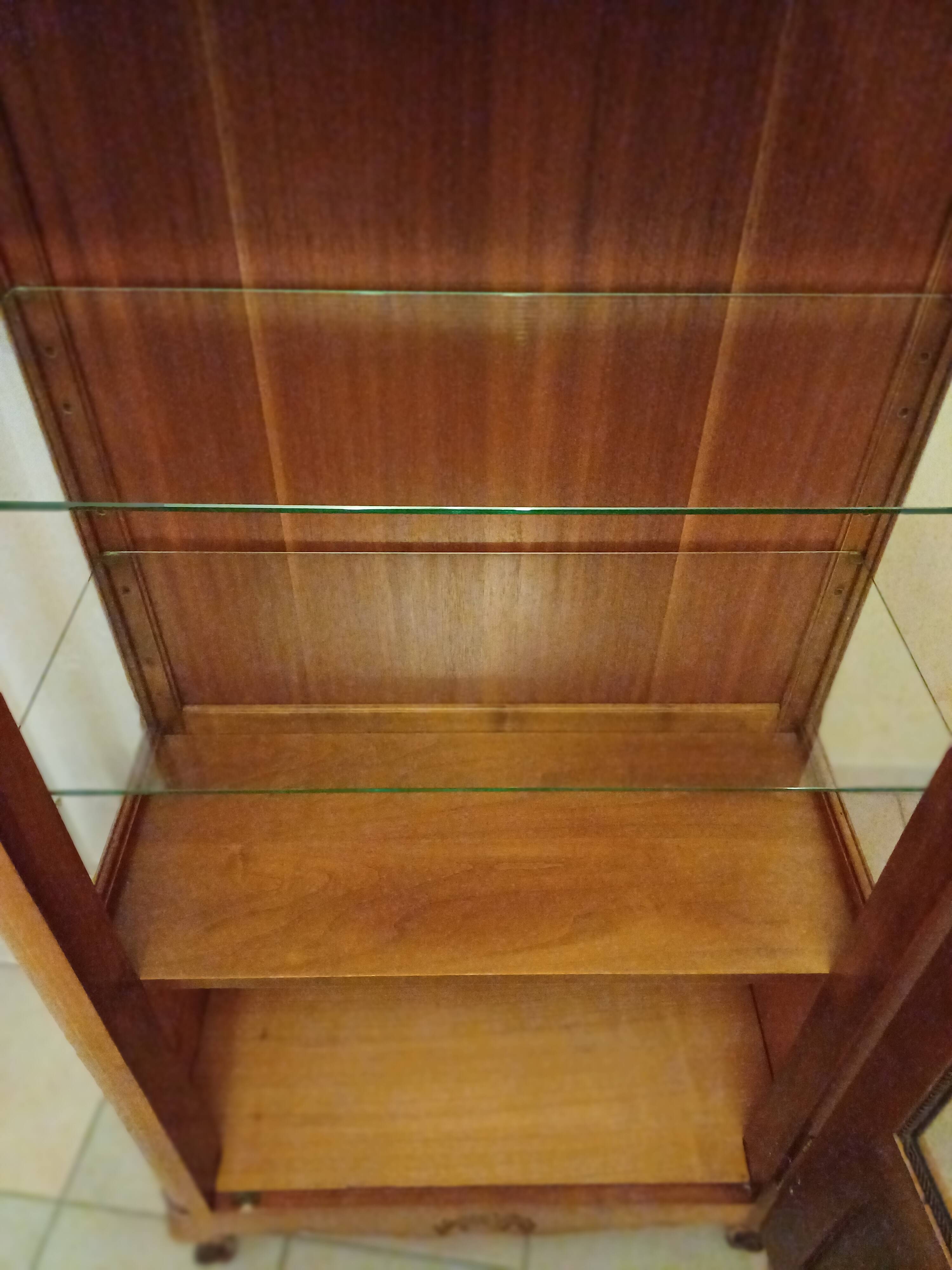 Solid wood display cabinet.