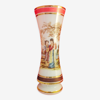 Opaline vase scenes of chinoiserie