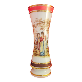 Opaline vase scenes of chinoiserie