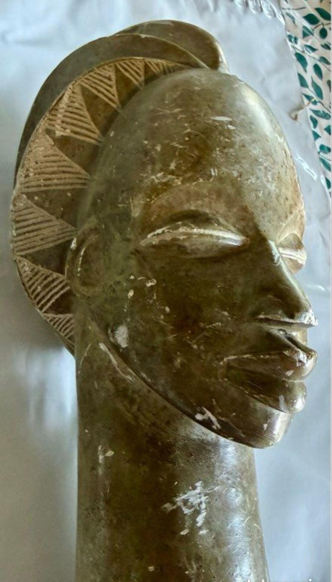 Large african sculpture in steatite stone signed lewanga – art