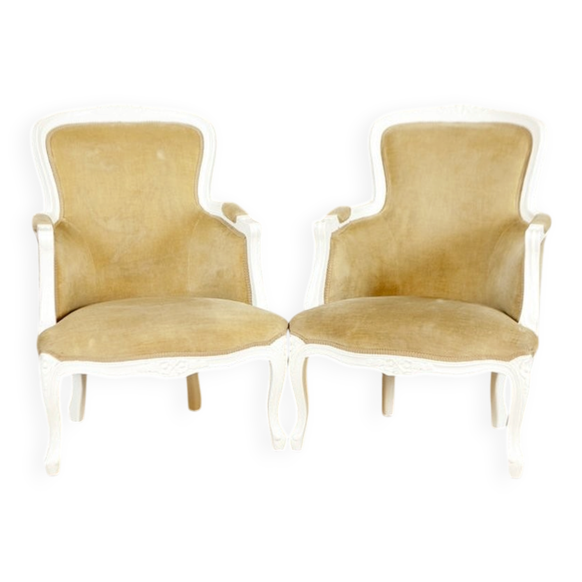 Rococo Style Beech Bergere Chairs, Early 20th Century, Set of 2