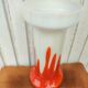 Vase opaline verre orange et blanc vintage