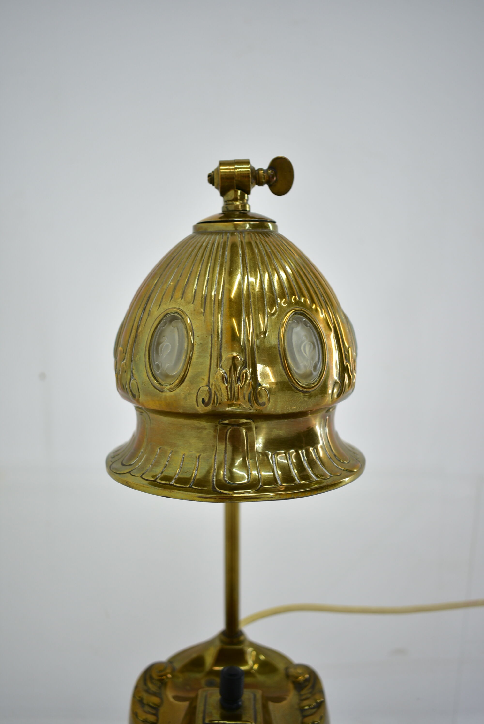 Brass Glass Vintage Table Lamp Style Vienna Secession, 1930s, Austria