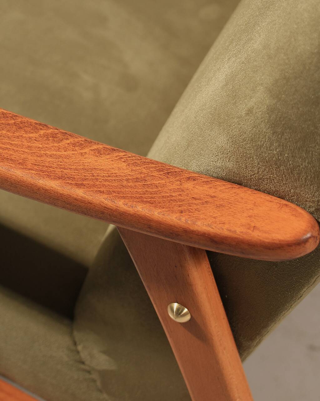 Vintage green velvet armchair