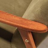 Vintage green velvet armchair